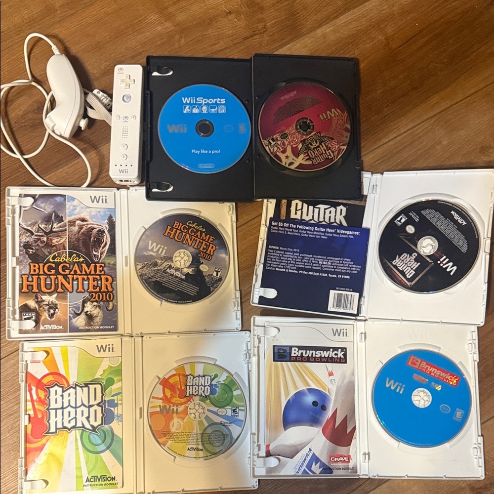 Nintendo Wii Game Collection with Wiimote and Nunchuck